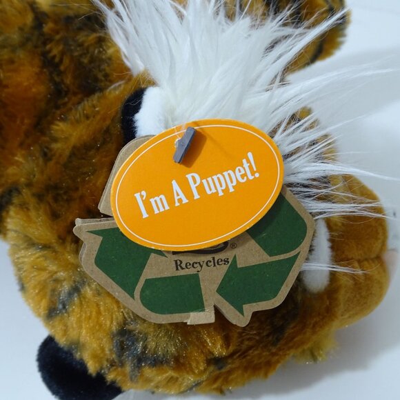 The Petting Zoo Tiger Plush Hand Puppet Recycled Materials 15 inch Ages 3 & Up N - Picture 7 of 14